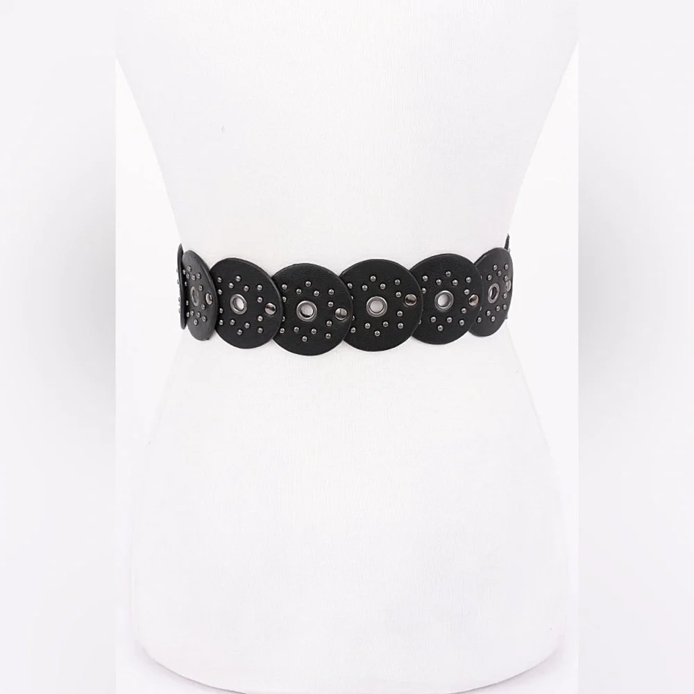 Vegan Leather Western Concho Statement Belt